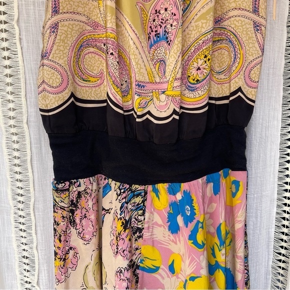 Vintage y2k Betsey Johnson Silk Mixed Print Handkerchief Midi Dress Size 4 - Picture 9 of 12